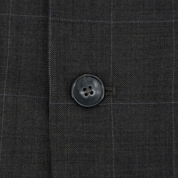 Jos A Bank Mens 46L Plaid Wool Traveler's 2 Piece Suit Windowpane Pants 41x31 - Picture 3 of 16